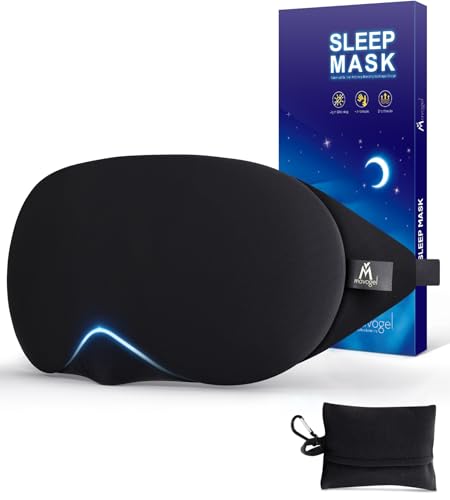 Mavogel Black Cotton Sleep Mask – Adjustable, Light-Blocking, Travel Pouch Included