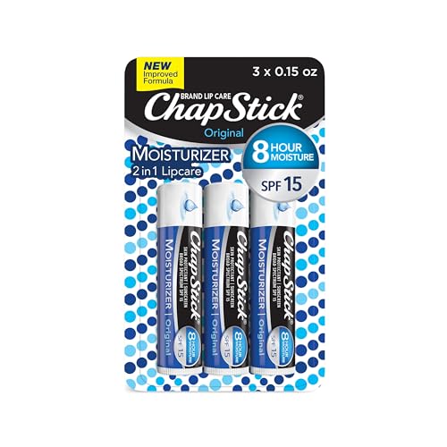 ChapStick Moisturizer Lip Balm, SPF 15, 3-Pack