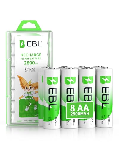EBL 8-Pack 2800mAh AA Rechargeable Batteries