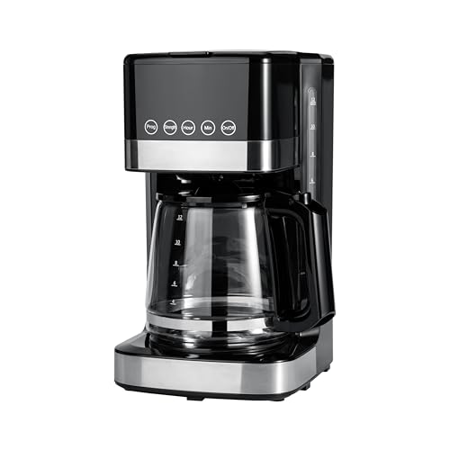 Amazon Basics 12-Cup Programmable Coffee Maker, Black & Silver