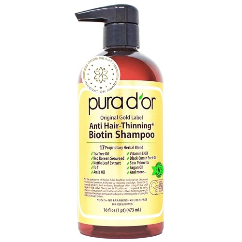 PURA D’OR Anti-Thinning Shampoo with Biotin & Argan Oil, 16oz