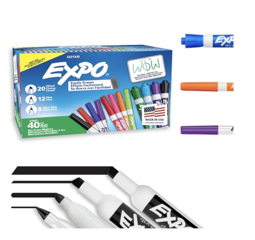 EXPO Dry Erase Markers, Mixed Tips, 40 Count, Assorted Colors