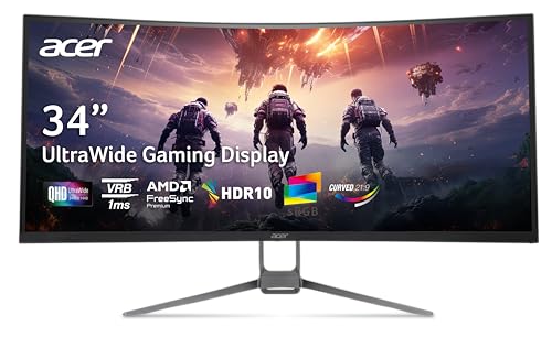 Acer Nitro 34″ Curved QHD Gaming Monitor, 120Hz, FreeSync