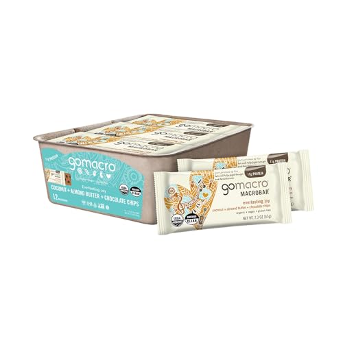 GoMacro Vegan Protein Bars – Coconut Almond Chocolate, 12 Count
