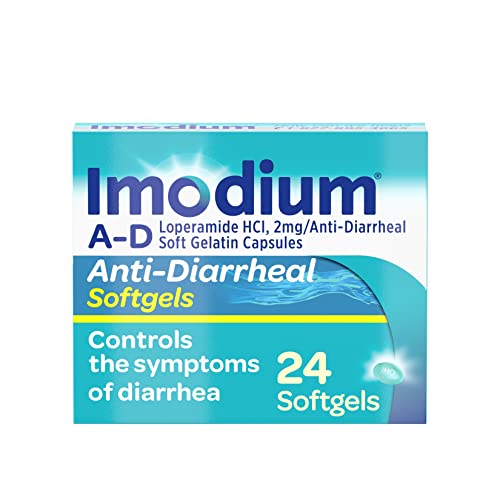 Imodium A-D Anti-Diarrheal Softgels, 24 Count, Travel Essential