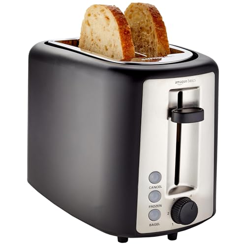 Amazon Basics 2-Slice Toaster, 6 Settings, Extra Wide Slots
