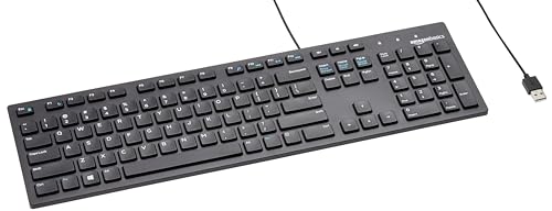 Amazon Basics Full-Sized Wired QWERTY Keyboard, Black