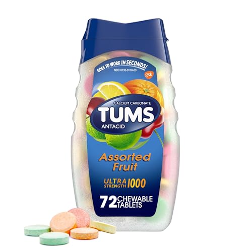TUMS Ultra Strength Antacid Tablets, Assorted Fruit, 72 Count