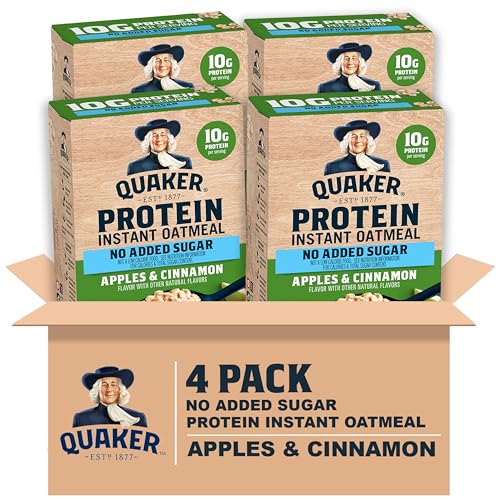 Quaker Protein Apple Cinnamon Oatmeal, 12g Protein, 24 Pack