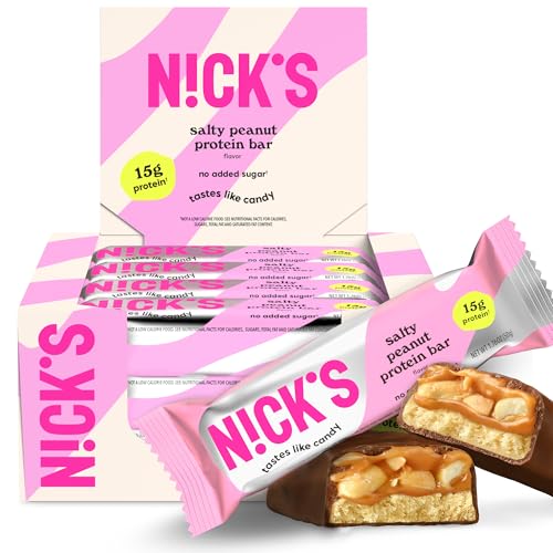 NICKS Salty Peanut Chocolate Protein Bars – 12 Pack, Keto-Friendly