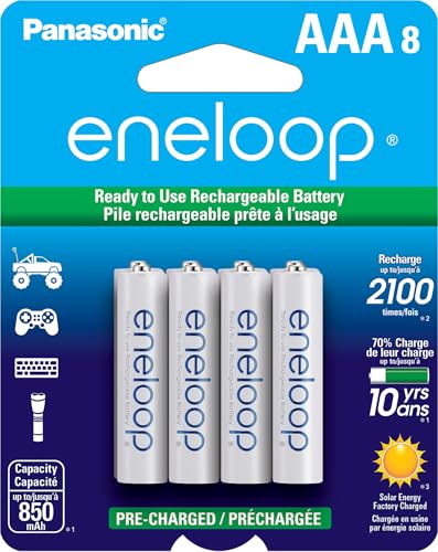 Eneloop Panasonic AAA Rechargeable Batteries, 2100 Cycle, 8-Pack
