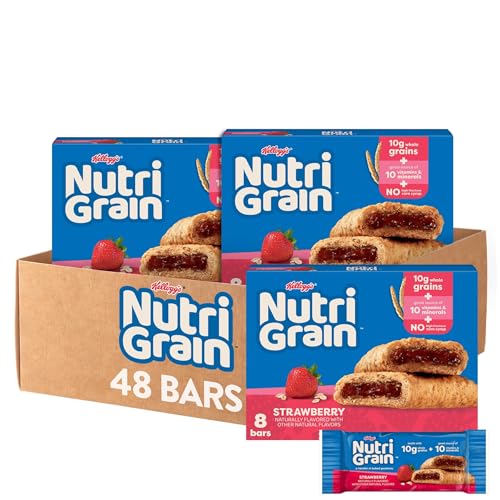 Nutri-Grain Strawberry Breakfast Bars, Whole Grains, 48 Pack
