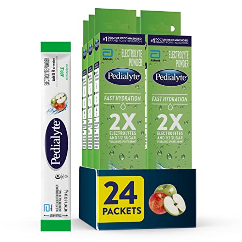 Pedialyte Apple Electrolyte Powder, 24 Packets for Hydration
