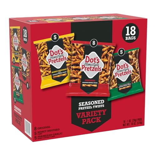 Dot’s Pretzels Variety Pack, 1oz Bags (18 Count)