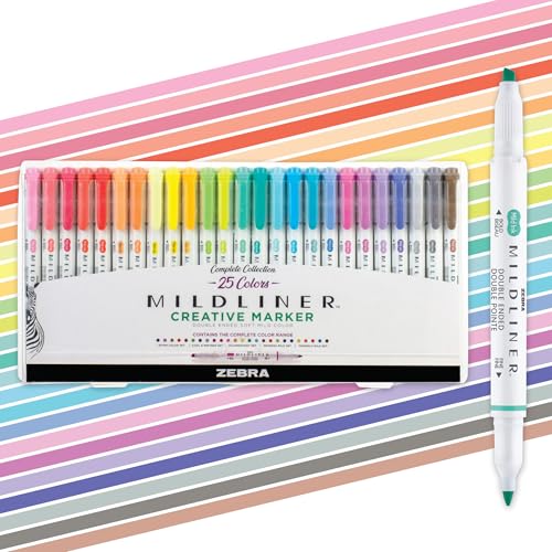 Zebra Mildliner Dual-Tip Highlighters, Assorted Colors, 25-Pack
