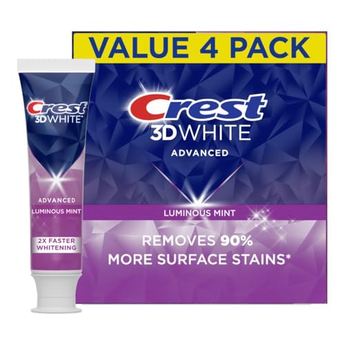 Crest 3D White Toothpaste, Mint, 3.7 oz, Pack of 4