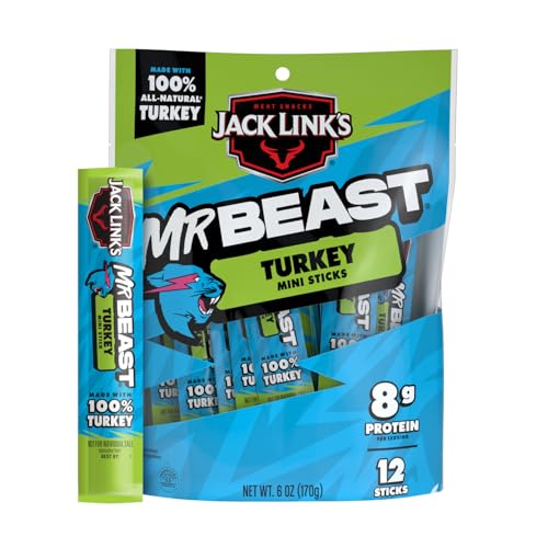 Jack Link’s Turkey Mini Sticks – 8g Protein, Zero Sugar, 12 Pack