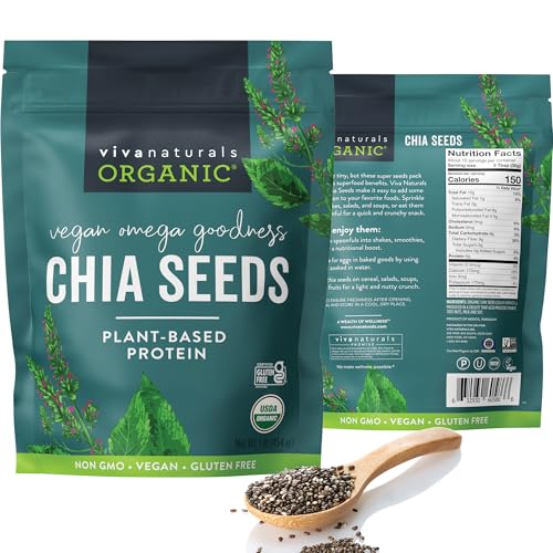 Viva Naturals Organic Chia Seeds – 1 lb, Non-GMO, Gluten-Free