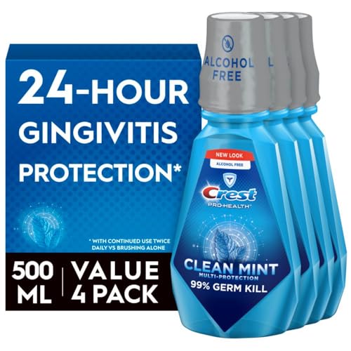 Crest Pro-Health Clean Mint Mouthwash, 500 mL, Pack of 4
