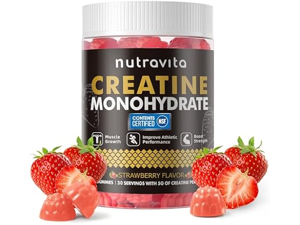 Nutravita Creatine Monohydrate Gummies, Strawberry, 120 Count