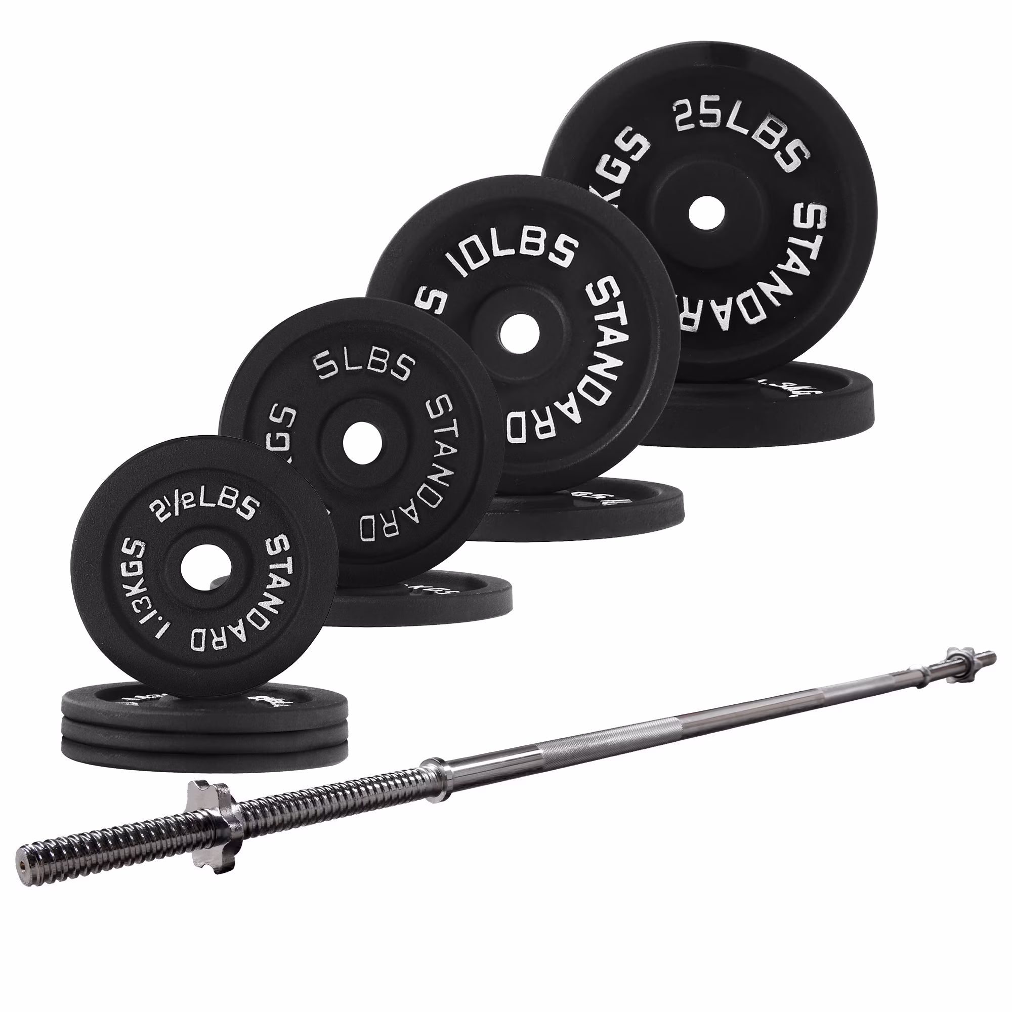 BalanceFrom Cast Iron Standard Weight Including 5FT Standard Barbell with Star Locks