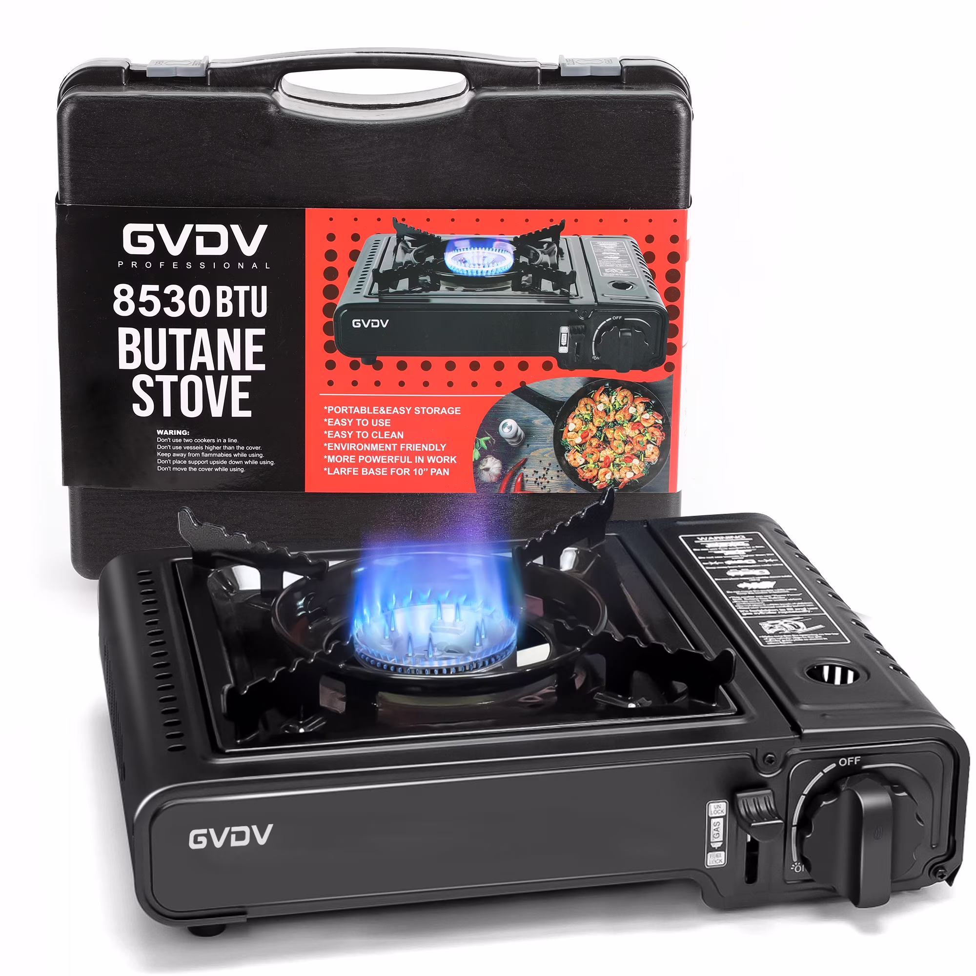 GVDV Portable Camping Stove, 1 Burner Butane Gas Stove
