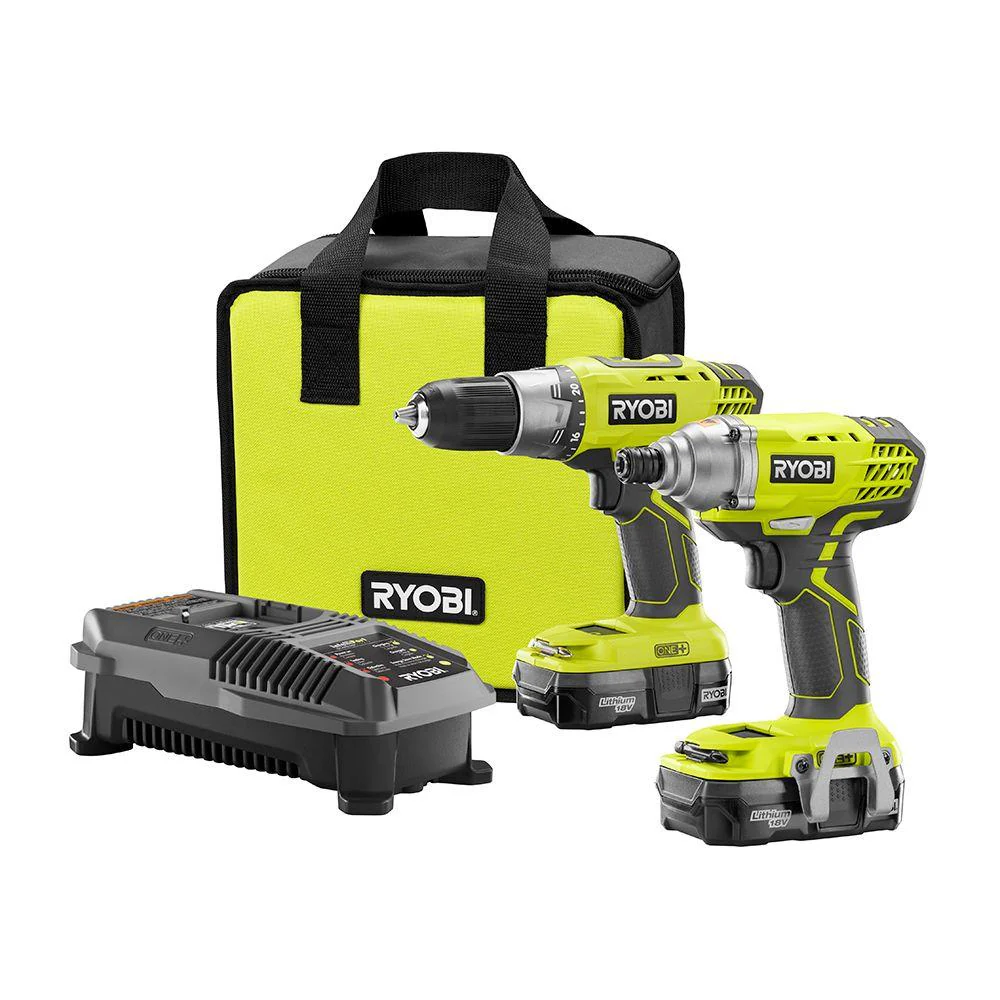 Ryobis Tools RYOBI 18V ONE+ Lithium-Ion Cordless DrillDriver and Impact Driver Combo Kit