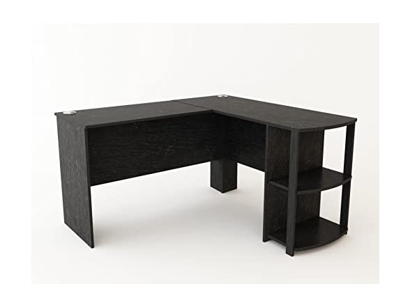 Ameriwood Home Dakota L-Desk with Bookshelves, Black Oak