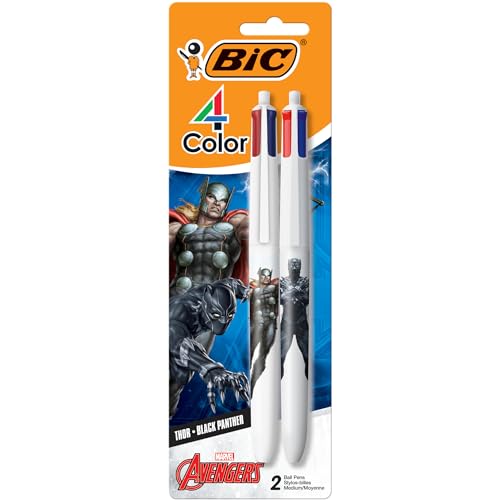 BIC Marvel Avengers Multicolor Retractable Pen, 1.0 mm, 2-Pack