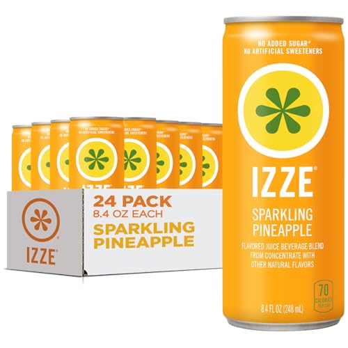IZZE Pineapple Sparkling Water, No Sugar, 8.4oz, 24 Cans