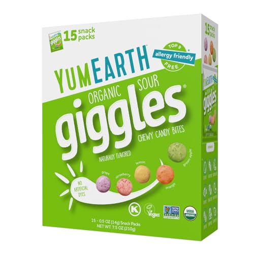 YumEarth Organic Sour Giggles Vegan Candy, Box of 15