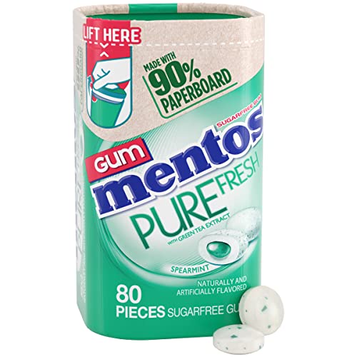 Mentos Pure Fresh Spearmint Sugar-Free Gum, 80 Pieces