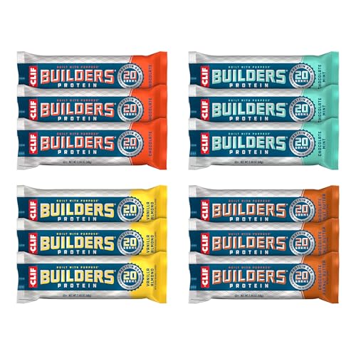 Clif Builders Protein Bars – Variety Pack (12 Count, 20g Protein)
