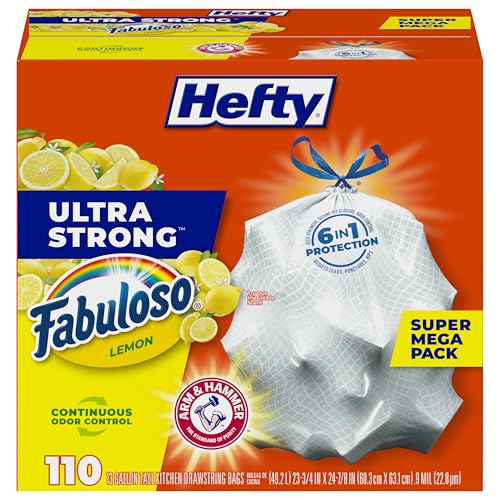 Hefty Ultra Strong 13 Gallon Kitchen Trash Bags, 110 Count