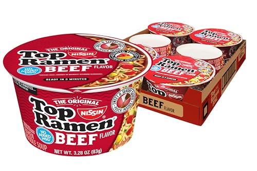 Nissin Top Ramen Beef Noodle Soup, 3.28oz (6 Pack)