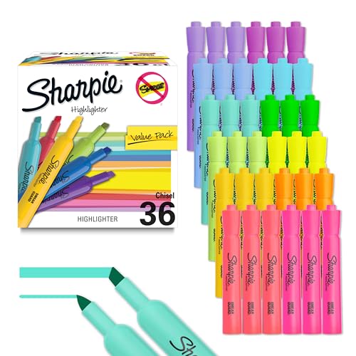 Sharpie Highlighters, Chisel Tip, 36 Pack, 12 Colors