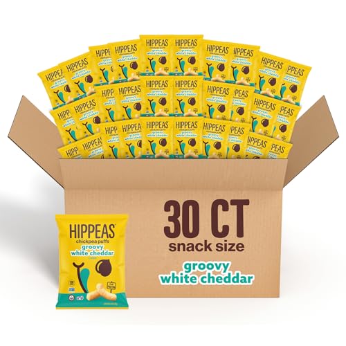 HIPPEAS Chickpea Puffs, Groovy White Cheddar, 30 Pack