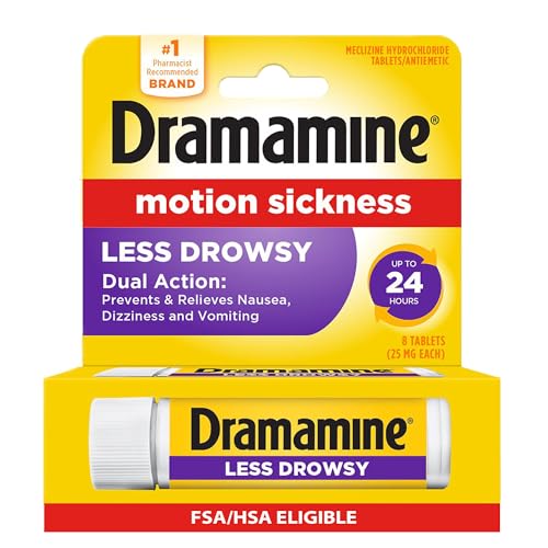 Dramamine Less Drowsy Travel Vial, 8 Count