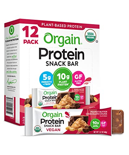 Orgain Vegan Protein Bars, Peanut Butter Chocolate, Pack of 12