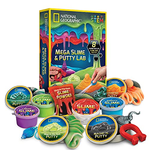 NATIONAL GEOGRAPHIC Slime & Putty Lab – 8 Sensory Toys