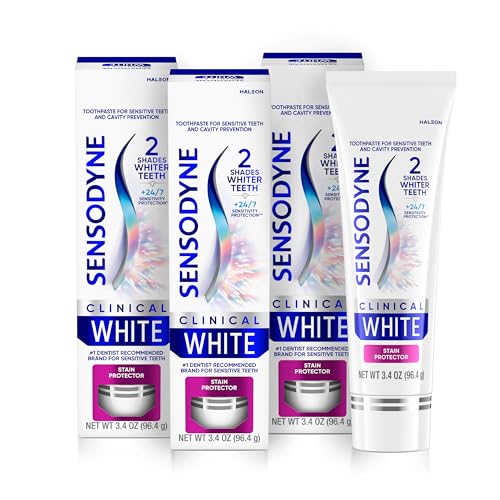 Sensodyne Clinical White Toothpaste, Whitening for Sensitive Teeth, 3×3.4oz