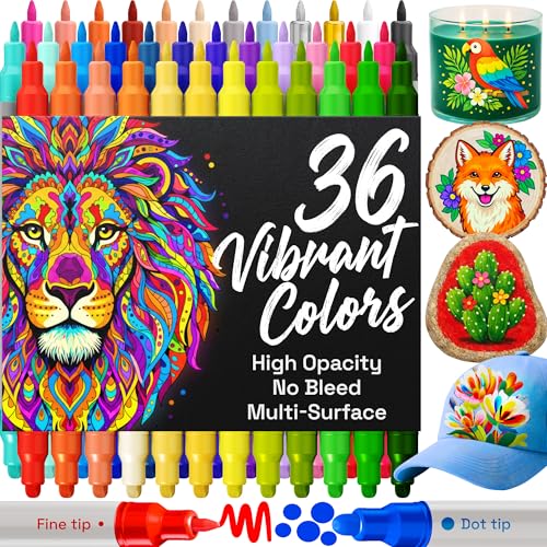 ARTISTRO 36 Dual-Tip Acrylic Paint Markers for Crafts