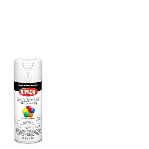 Krylon COLORmaxx Flat White Spray Paint & Primer, 12 oz