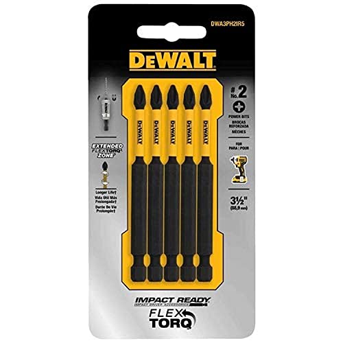 DEWALT 3.5″ Impact #2 Phillips Bit, 5-Pack