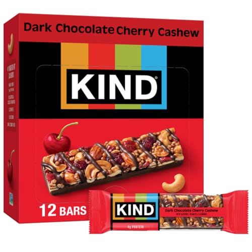 KIND Dark Chocolate Cherry Cashew Bars, Gluten Free, 12 Count