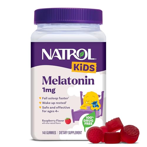 Natrol Kids 1mg Melatonin Gummies, 140 Raspberry, 140 Days