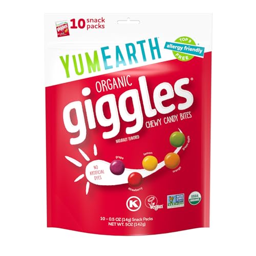 YumEarth Organic Giggles Chewy Candy, Allergy-Friendly, Pack of 10