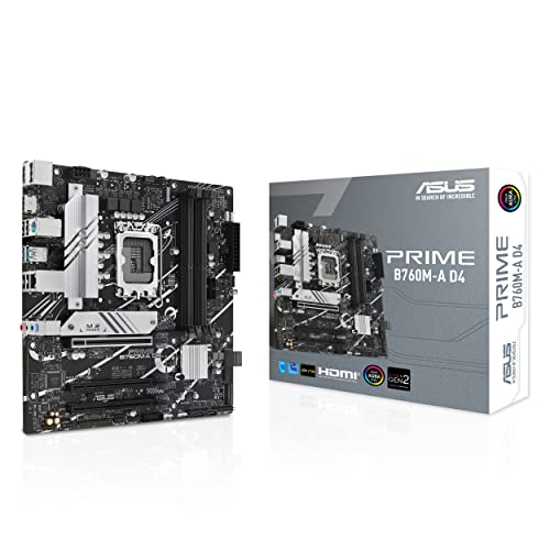 ASUS Prime B760M-A D4 mATX Motherboard, PCIe 4.0, 2x M.2, USB-C