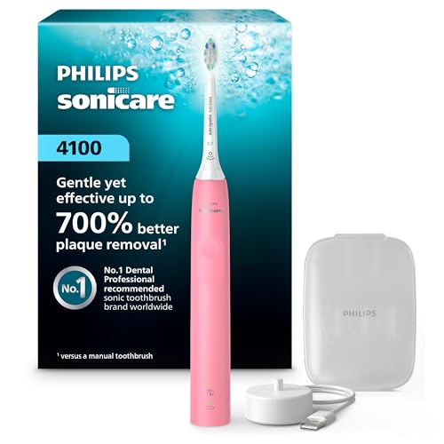 Philips Sonicare 4100 Electric Toothbrush, Plaque Removal, Deep Pink