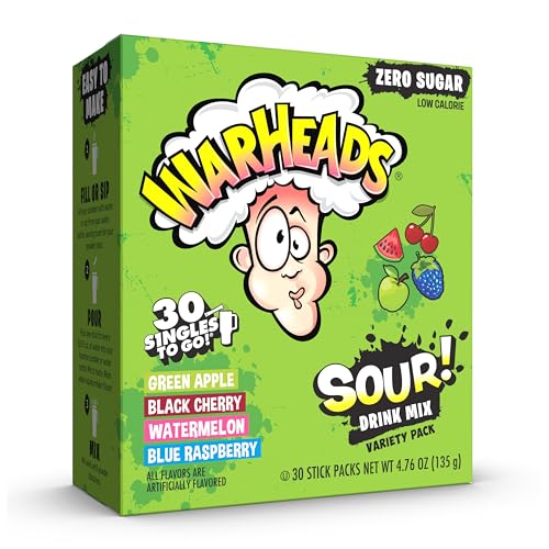 Warheads Singles To Go Drink Mix, 30 Sticks, Variety Pack
